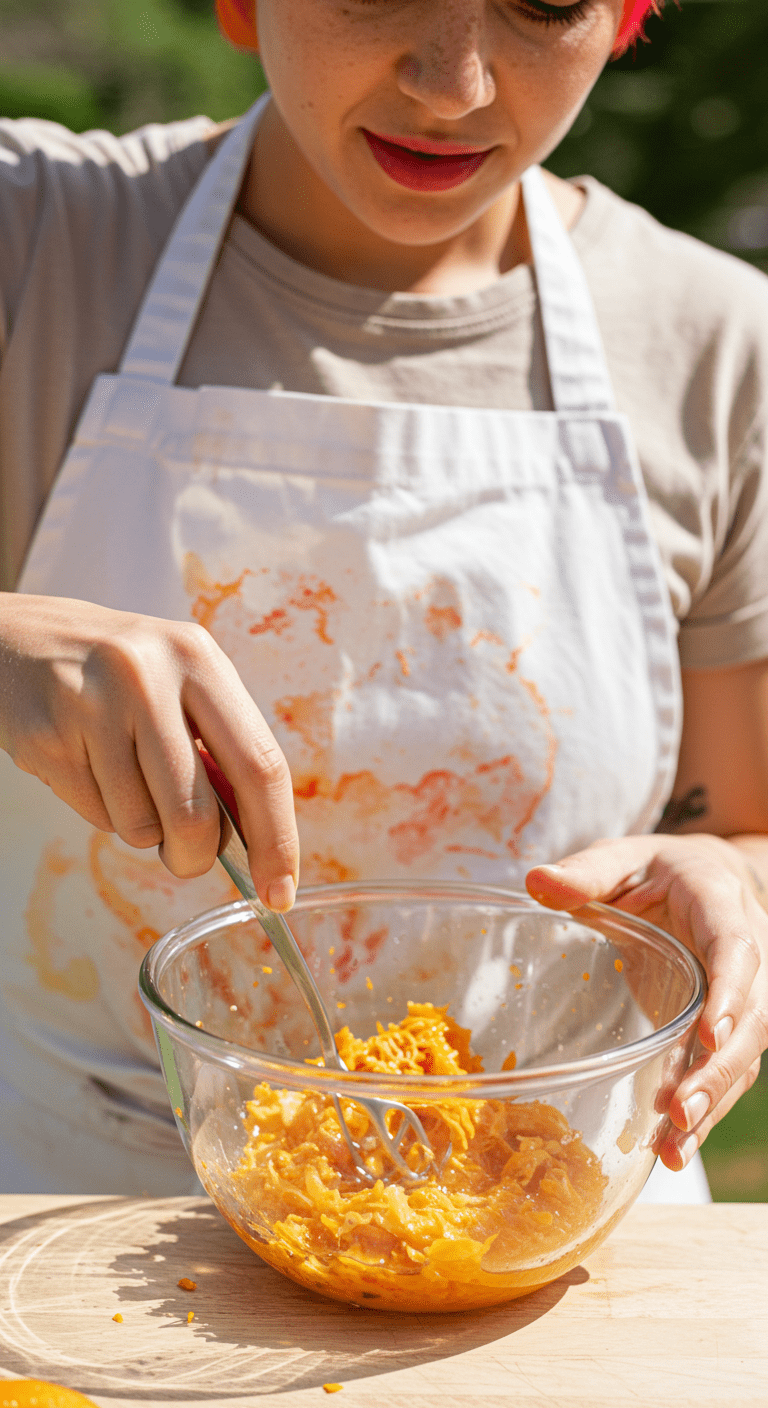 Personne préparant un sérum pour le visage à base de vitamine C fait maison en mélangeant des ingrédients naturels dans un bol
