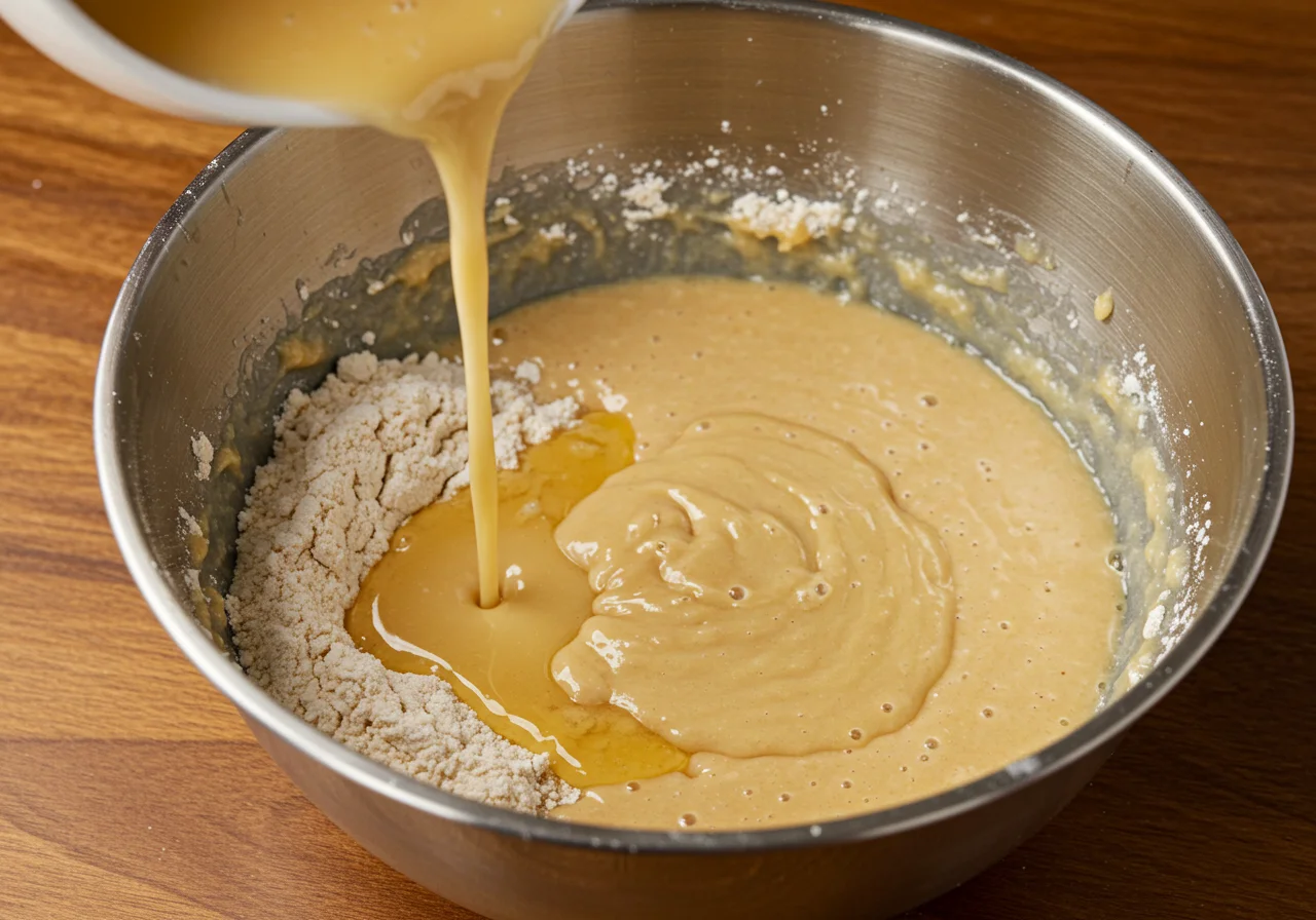 Préparation de la pâte à muffins moelleux aux pépites de chocolat, dessert aux pommes sur le comptoir.