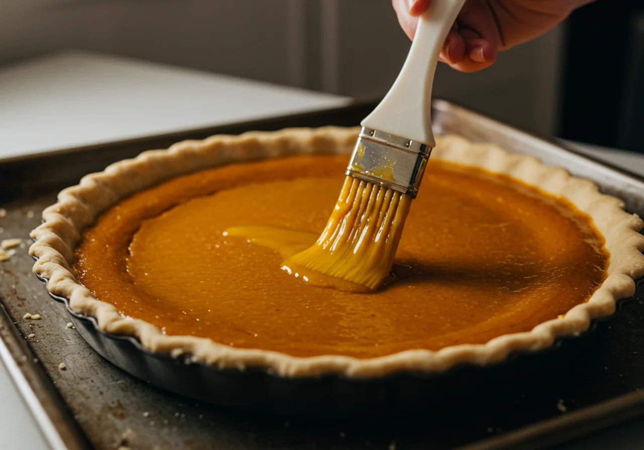 Tarte à la viande hachée façon tourte prête à cuire, avec un glaçage à l'œuf sur la croûte pour une belle couleur dorée.