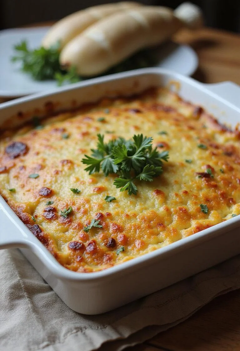 Finished Gratin de Courgettes Léger with a golden crust, perfect for a light meal.