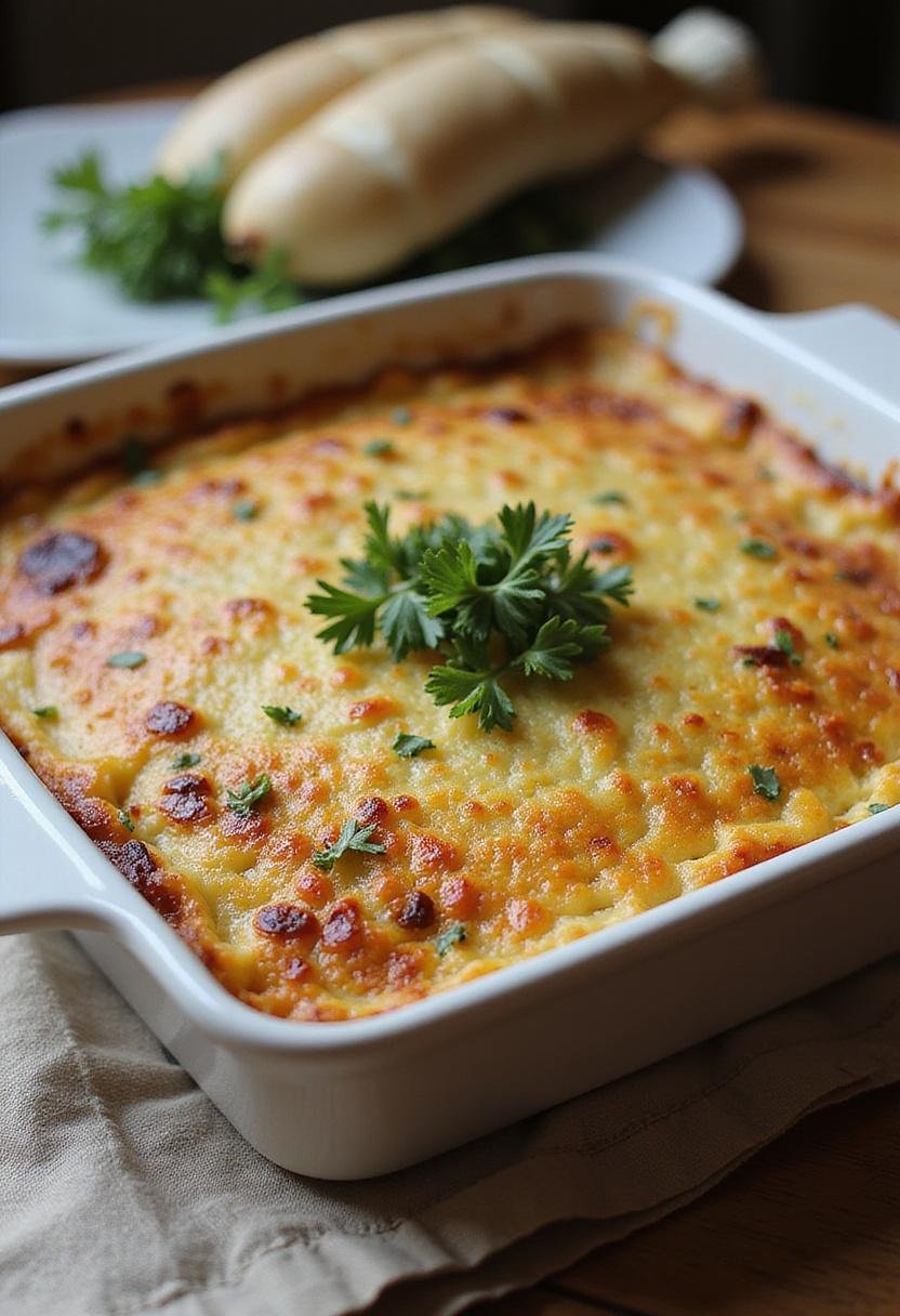 Finished Gratin de Courgettes Léger with a golden crust, perfect for a light meal.