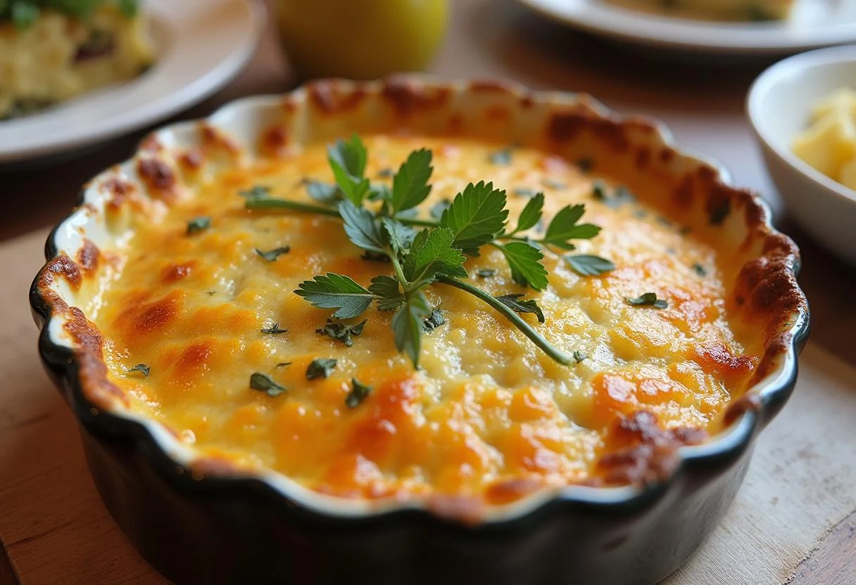 Finished Gratin de Courgettes Léger with a golden crust, perfect for a light meal.