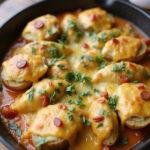 Finished Savoyard stuffed potatoes with golden cheese topping, perfect for a hearty meal.