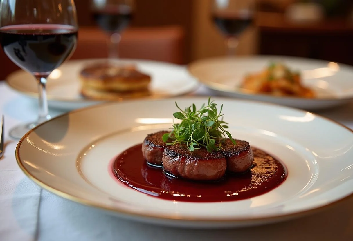 Gourmet Tournedos Rossini dish artfully presented, ideal for special occasions.