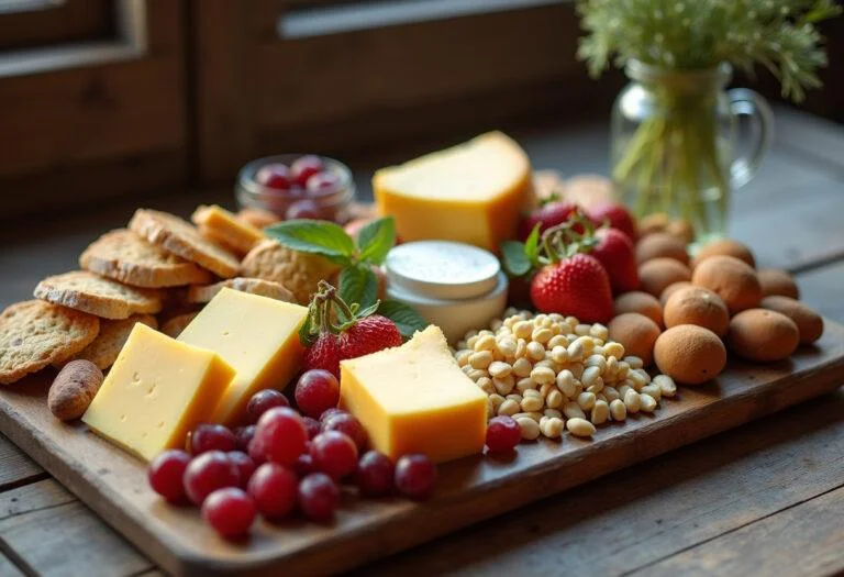 Plateau de fromage Coulommiers finement disposé sur une table rustique, présentation invitante.