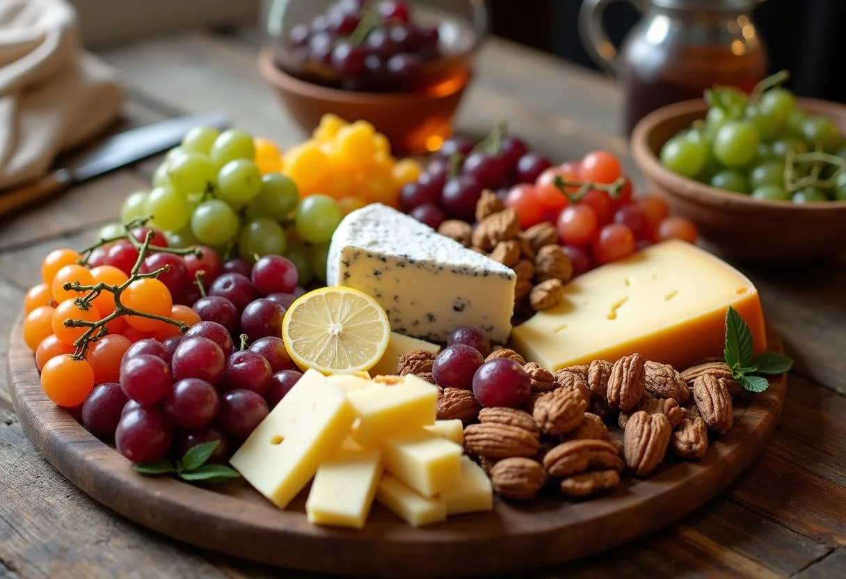 Plateau de fromage Coulommiers finement disposé sur une table rustique, présentation invitante.