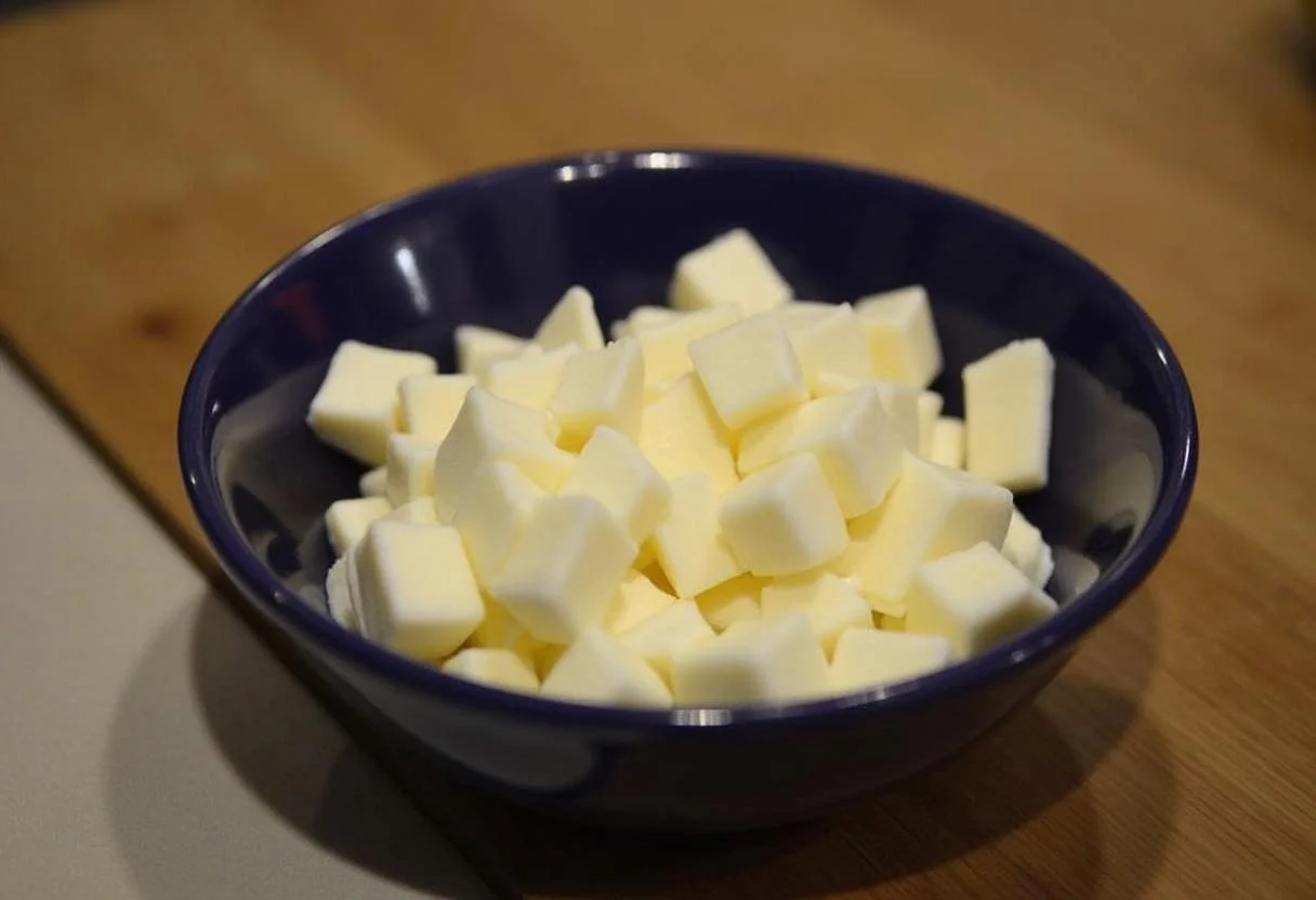 Préparation des ingrédients pour le Fromage à Poutine en Grains avec du fromage en grains frais dans un bol.