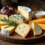 Plateau de fromages espagnols magnifiquement présenté, mettant en valeur le Manchego et l'Idiazabal, idéal pour apprécier les saveurs.