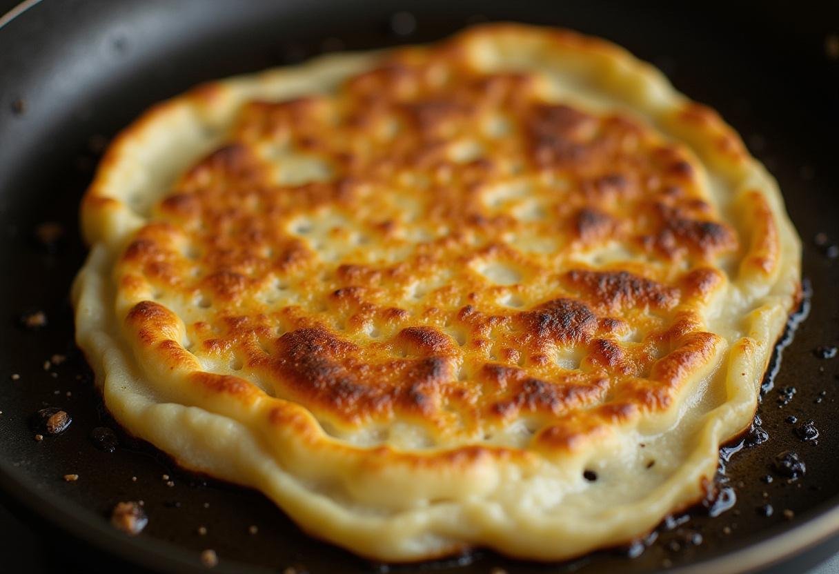 Retourner soigneusement les galettes sur la poĂȘle, montrant leur cĂŽtĂ© dorĂ© et croustillant, pour la recette galette flocon d'avoine minceur.