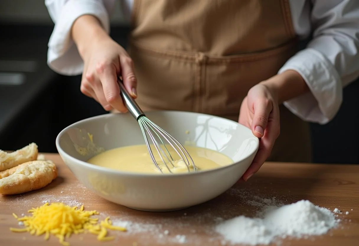 Mélanger une pâte crémeuse pour un gâteau au fromage blanc avec des zestes de citron, une recette simple et rapide à préparer.