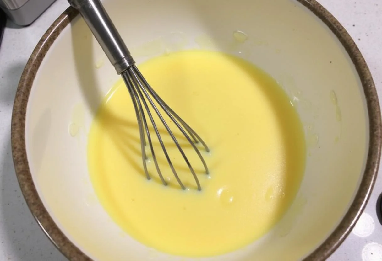 Battez des œufs et du sucre pour créer une texture aérée parfaite pour le gâteau pistache framboise.