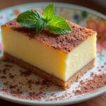 Une part de gâteau aux biscuits sans cuisson joliment présentée sur une assiette de dessert, soulignant l'élégance de ce gâteau au biscuit.