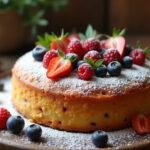 Gâteau italien traditionnel élégamment présenté, représentant les meilleures pâtisseries italiennes sur une table rustique.