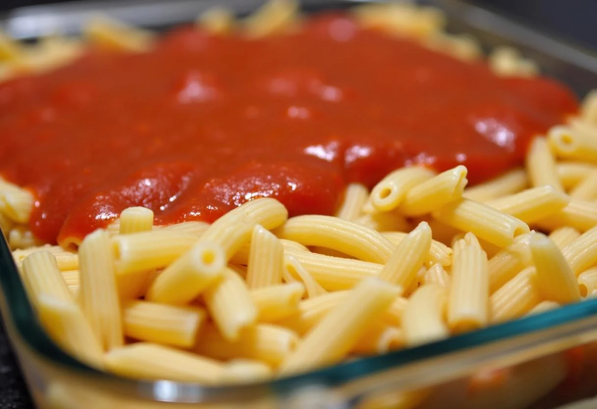 Construire les lasagnes au thon dans un plat de cuisson, avec des couches de pâtes et de garnitures savoureuses.