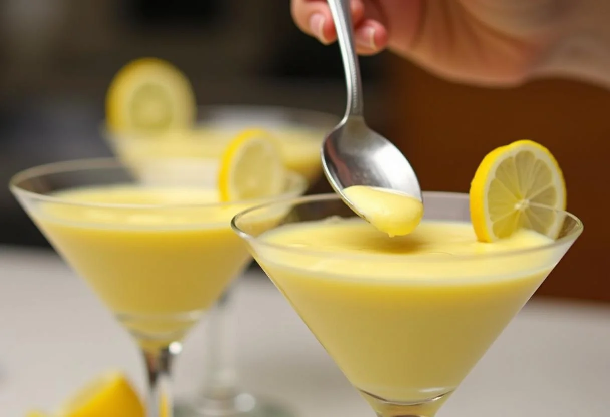 Servir de délicieuses portions de mousse citron mascarpone dans des verres élégants, garnis de tranches de citron.