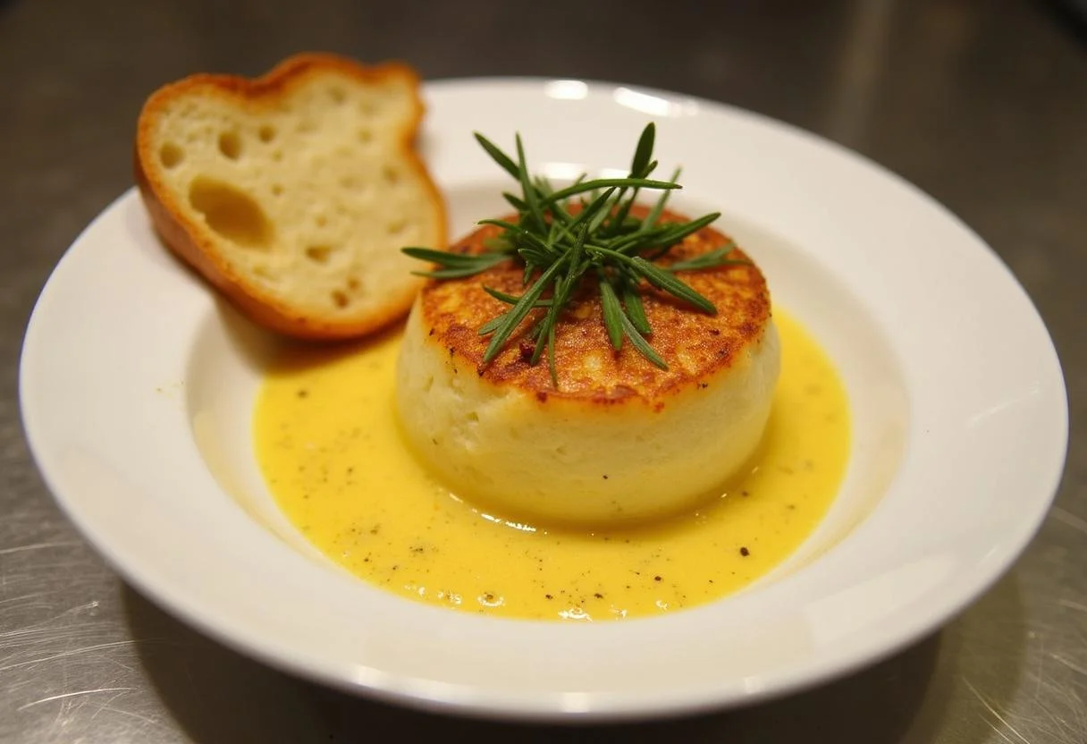 Delicious Œufs Cocotte Crémeux served with herbs and bread, perfect for a rich breakfast.