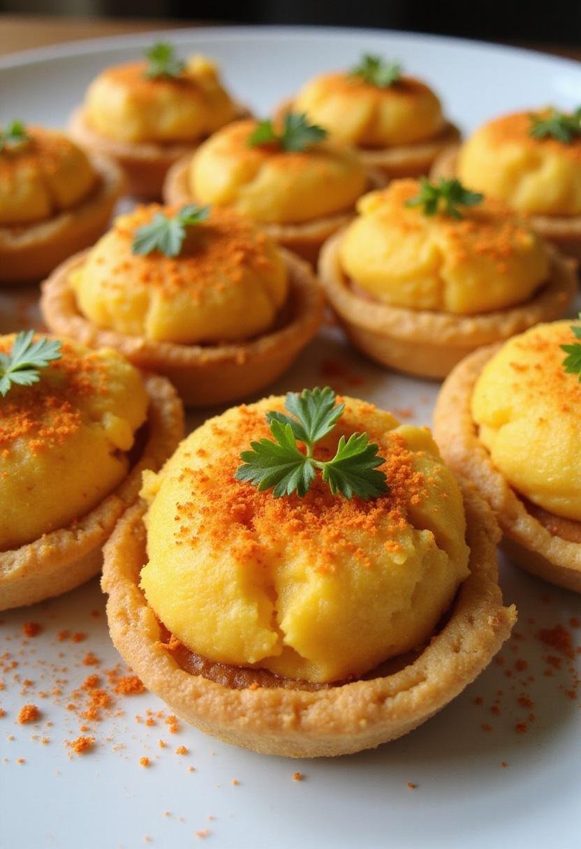 Œufs Mimosa Classiques garnis de paprika et d'herbes fraîches, parfaits pour une entrée.