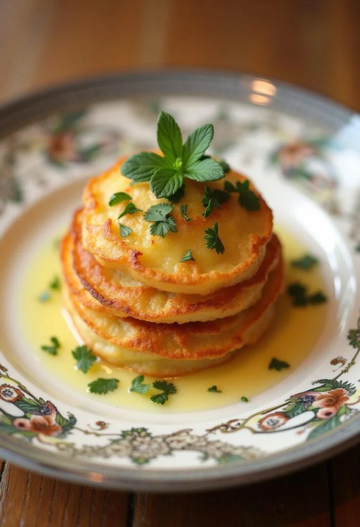 Présentation finale des Pommes Anna Élégantes, un plat délicieux qui séduira les amateurs de recette de cuisine facile.