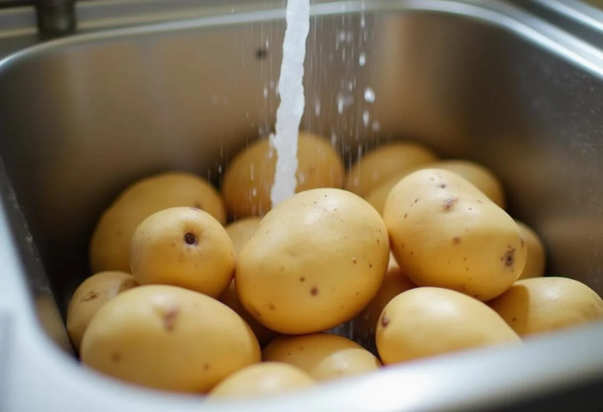 Pommes de terre fraîches lavées pour la recette Pommes de Terre en Robe des Champs.