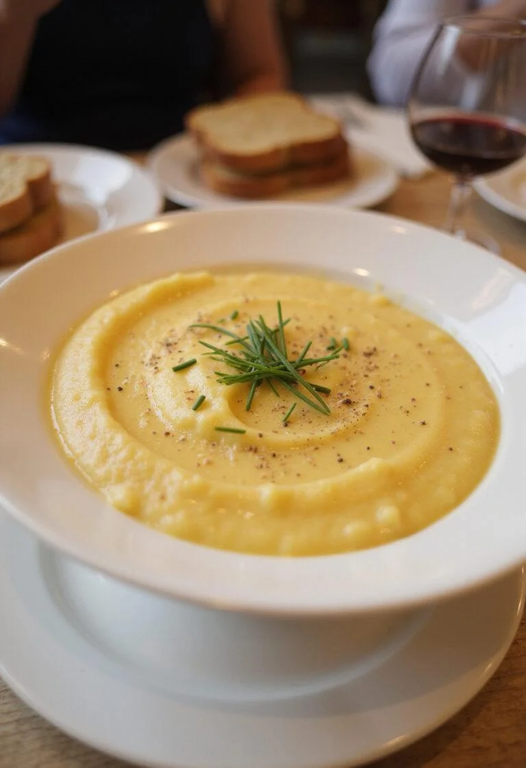 Delicious creamy purée de pommes de terre served as a side dish.