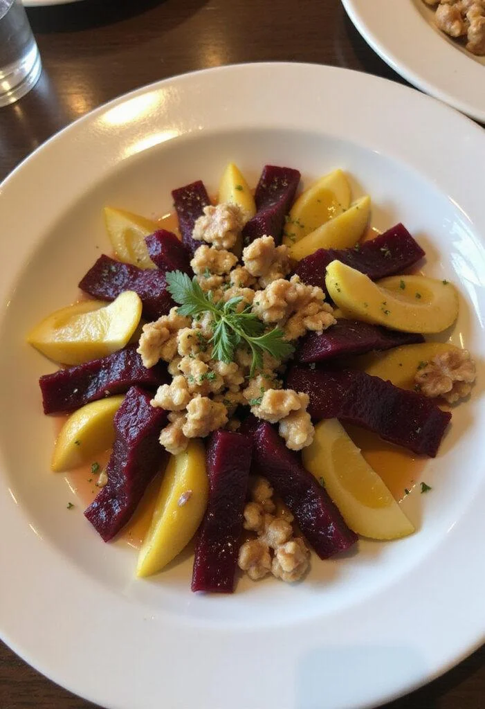 Finished Fresh Beet Salad displaying vibrant colors and textures, perfect for a healthy meal.