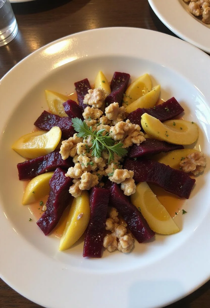 Finished Fresh Beet Salad displaying vibrant colors and textures, perfect for a healthy meal.