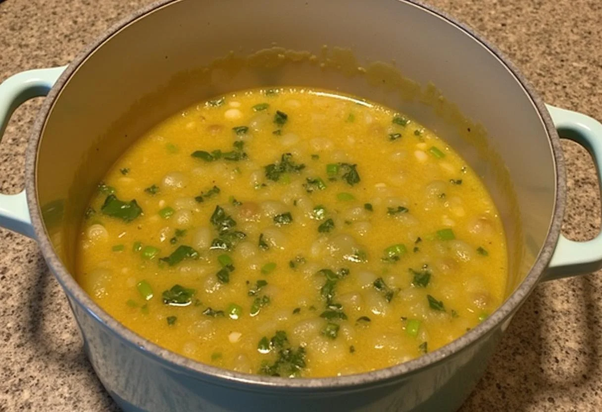 Assaisonnement de la soupe maison aux pois chiches avec des herbes fraîches, pour une saveur optimale.