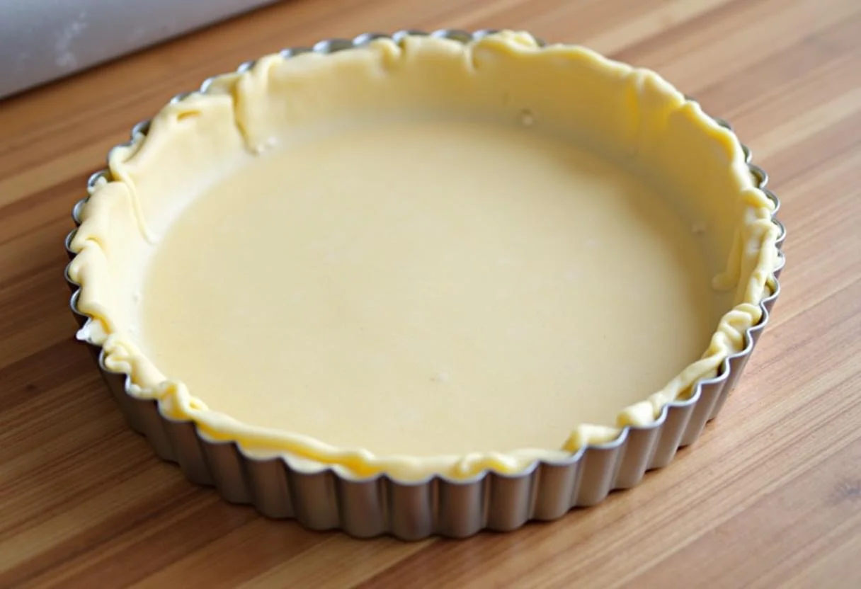 Préparation de la pâte feuilletée pour la tarte tatin aux oignons, base croustillante pour un plat savoureux.