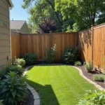 Clôture de confidentialité extérieure DIY avec palettes en bois et plantes luxuriantes dans un jardin ensoleillé
