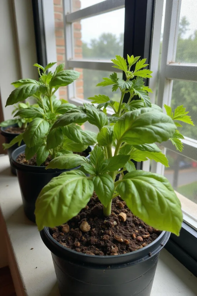 Jardin d'herbes convivial pour débutants sur un balcon avec basilic, menthe et persil en pots