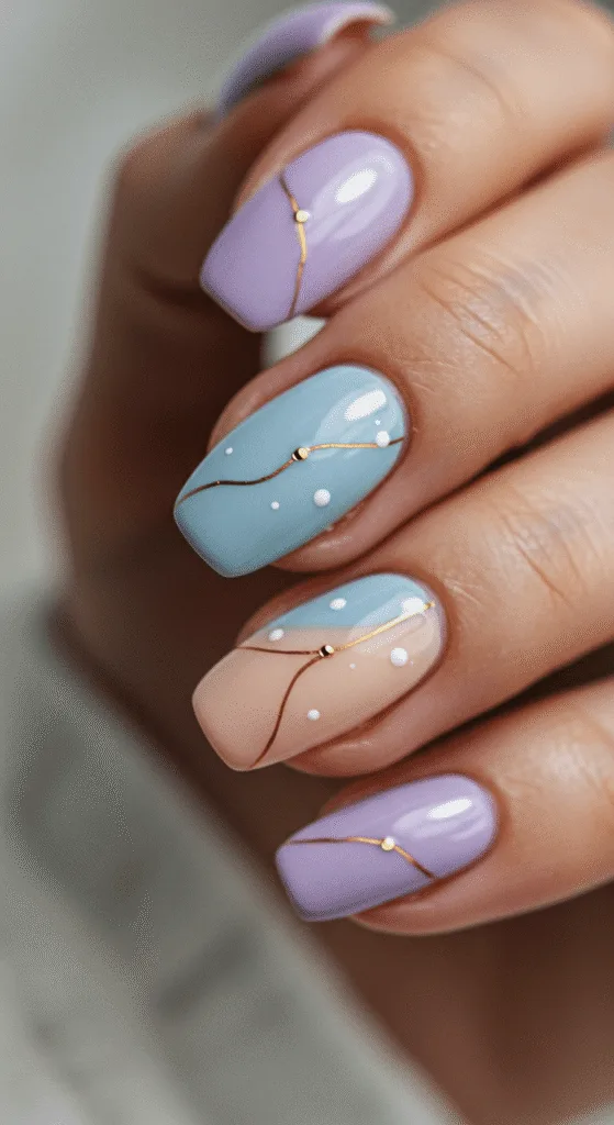 Exemple de manucure d'été 2025 tendance avec des couleurs pastel et un design minimaliste