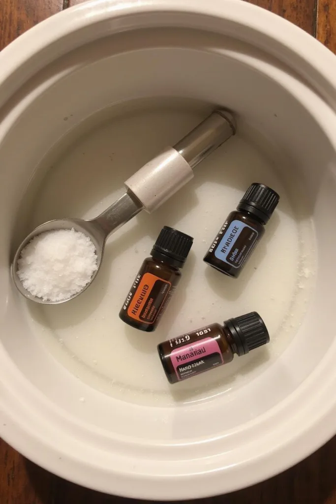 Gros plan sur un bol de bain de pieds chaud avec sels d'Epsom et huile de lavande, idéal pour traiter les pieds secs