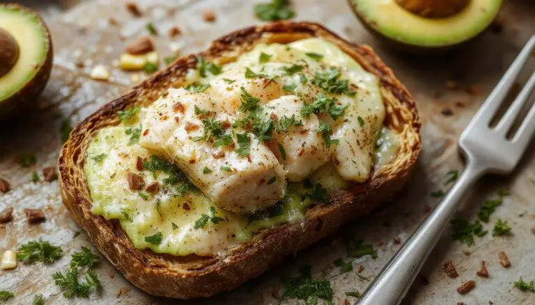 Une tranche de pain grillé recouverte d'une purée d'avocat vert vif, garnie d’un œuf poché avec le blanc délicatement coulant, le tout présenté sur une assiette blanche avec quelques feuilles de coriandre parsemées autour.