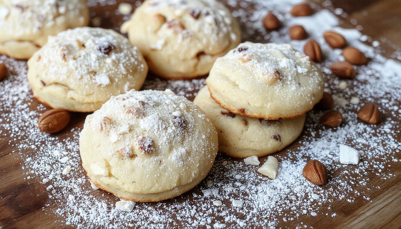 Biscuits dorés aux flocons d'avoine et aux amandes, présentés sur une assiette en céramique rustique, avec quelques amandes effilées visibles. La texture est croustillante à l'extérieur et légèrement moelleuse à l'intérieur, avec des morceaux d'amandes visibles en surface.