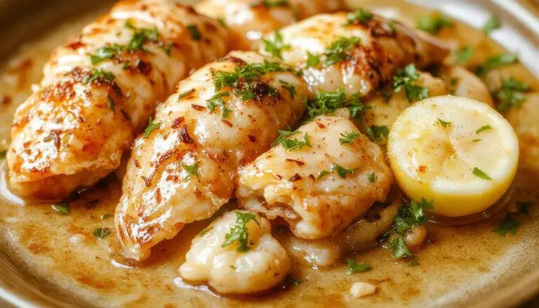 Un plat de cigares croustillants aux crevettes et à l'ail, dorés et appétissants, présentés sur une assiette blanche avec des quartiers de citron et une garniture de verdure. La texture croustillante est visible avec des crevettes fraîches en évidence, le tout évoque une apparence savoureuse et invitante.