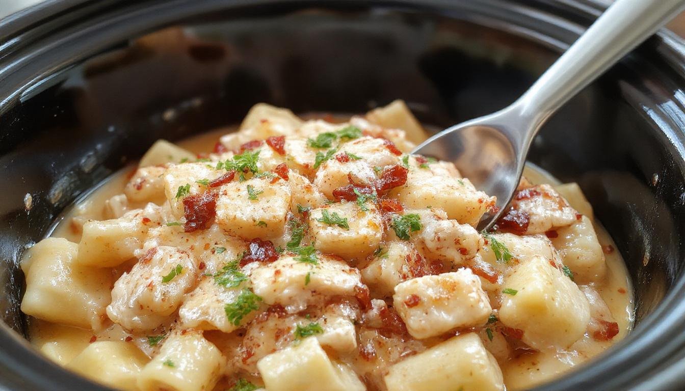 A steaming bowl of creamy Cajun chicken pasta sits on a rustic wooden table, garnished with chopped green onions and slices of grilled chicken, showcasing a rich, orange-colored sauce with visible Cajun spices and tender pasta strands.