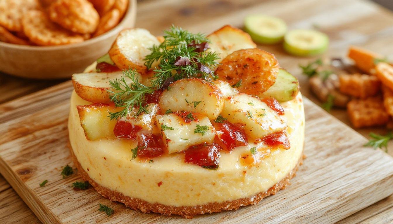 Un gâteau de crudités coloré présenté en tranches épaisses sur un plat blanc, avec des couches visibles de carottes, concombres, radis et poivrons, décoré de fines herbes fraîches et de quartiers de citron, offrant une texture croquante et fraîche.
