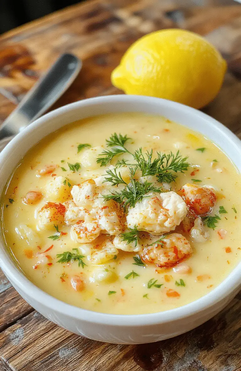 A vibrant bowl of lemon chicken orzo soup featuring tender chicken pieces, bright yellow lemon zest, fluffy orzo pasta, and fresh herbs, all presented in a rustic white bowl on a wooden surface, with a lemon wedge and sprigs of parsley for garnish, capturing the warm and inviting atmosphere.