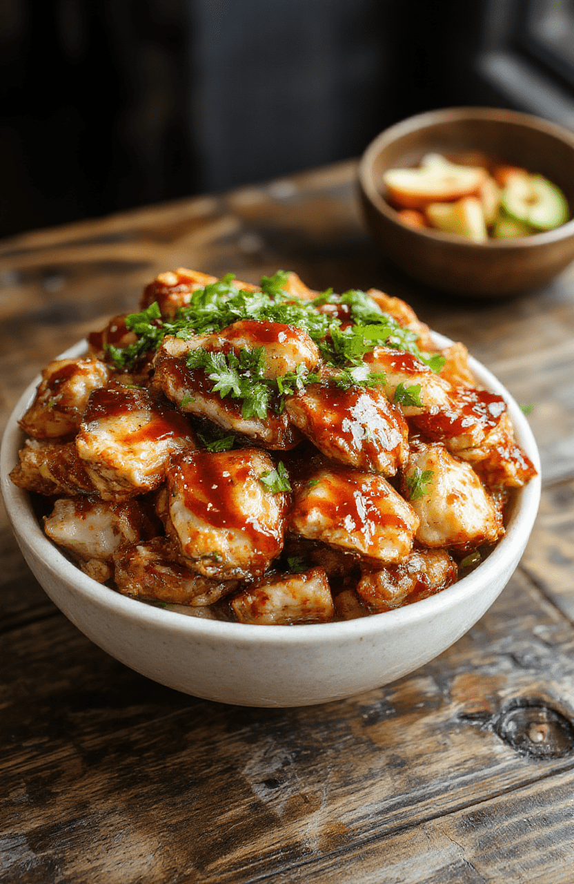 A vibrant plate of teriyaki chicken stir fry featuring golden-brown chicken pieces glazed with glossy teriyaki sauce, colorful bell peppers, broccoli florets, and shredded carrots, all on a rustic wooden table, styled with green onions and sesame seeds for a fresh touch.