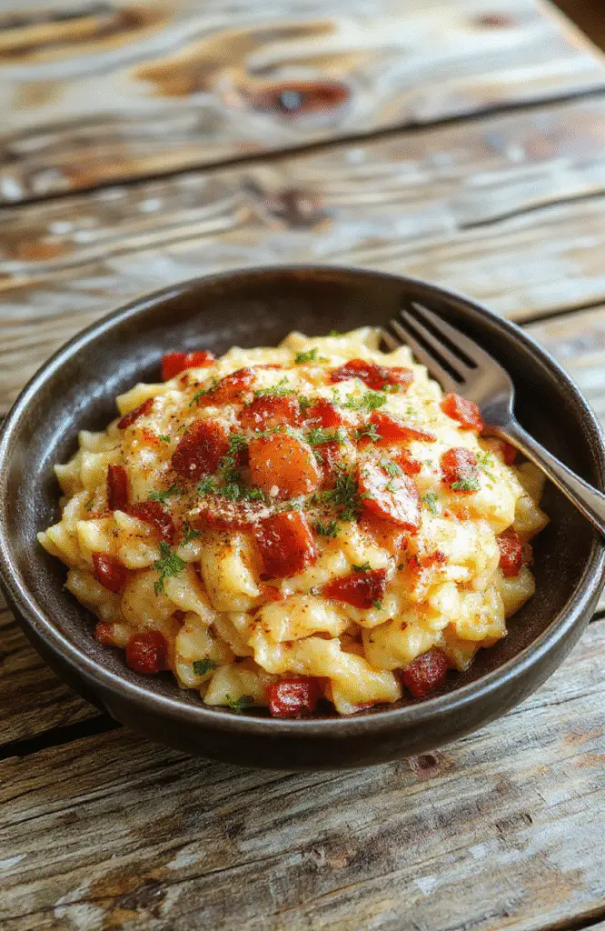 A vibrant plate of creamy orzo pasta garnished with fresh herbs and cherry tomatoes, served on a rustic wooden table with a drizzle of olive oil, showcasing the smooth texture of the pasta and colorful vegetables, styled in a casual and inviting manner.