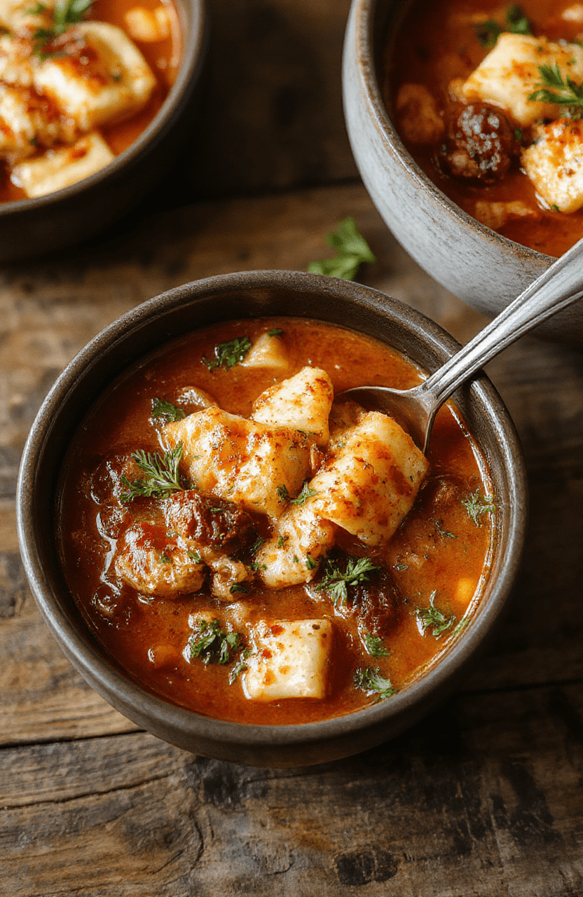 A vibrant bowl of lasagna soup filled with rich tomato sauce, melted cheese, and tender pasta, garnished with fresh basil and grated Parmesan, served in a rustic ceramic bowl on a wooden table with a warm, cozy ambiance.