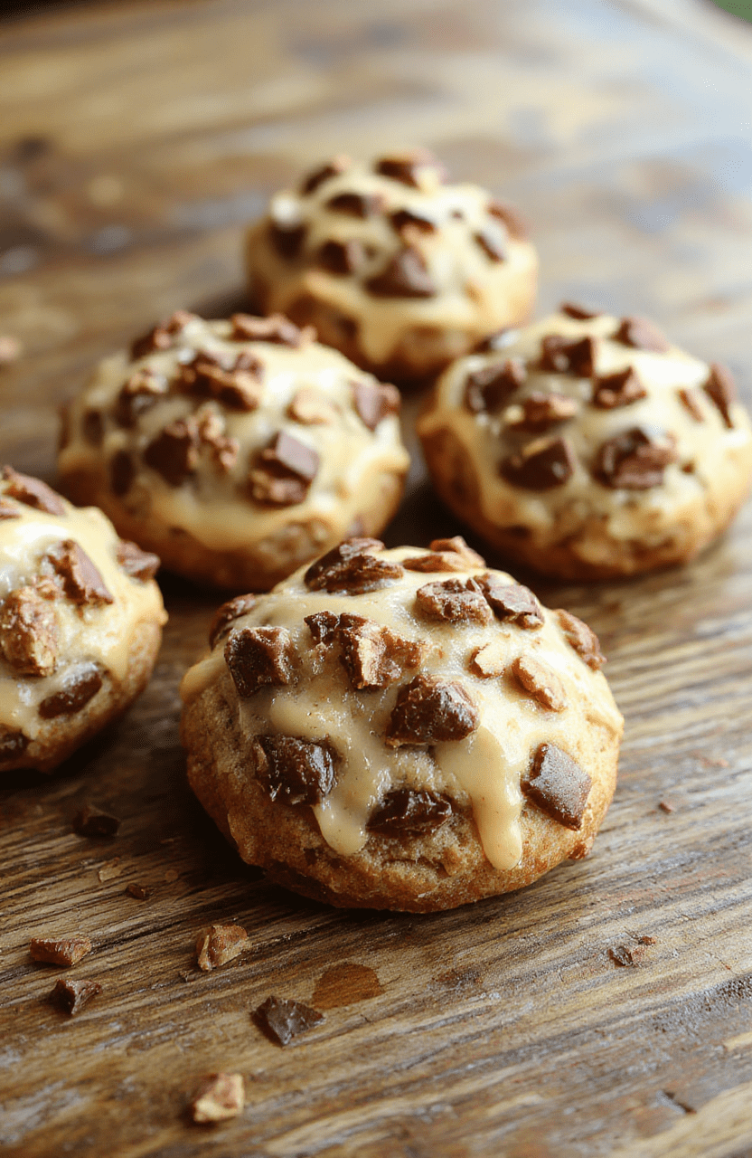 A plate of golden-brown coffee cake cookies with a crumbled streusel topping, presented on a rustic wooden table with a coffee cup nearby, soft natural lighting highlighting the textures and crumbly exterior of the cookies.