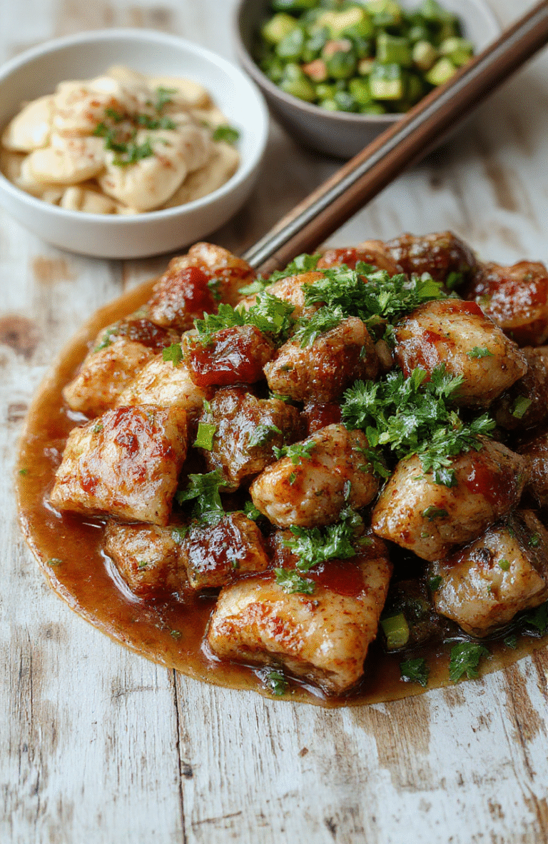 A vibrant plate of golden-brown potstickers stir-fried with colorful vegetables on a rustic wooden table, garnished with chopped green onions and sesame seeds, with a side of soy sauce in a small bowl, styled simply to emphasize the crispy texture and fresh ingredients.