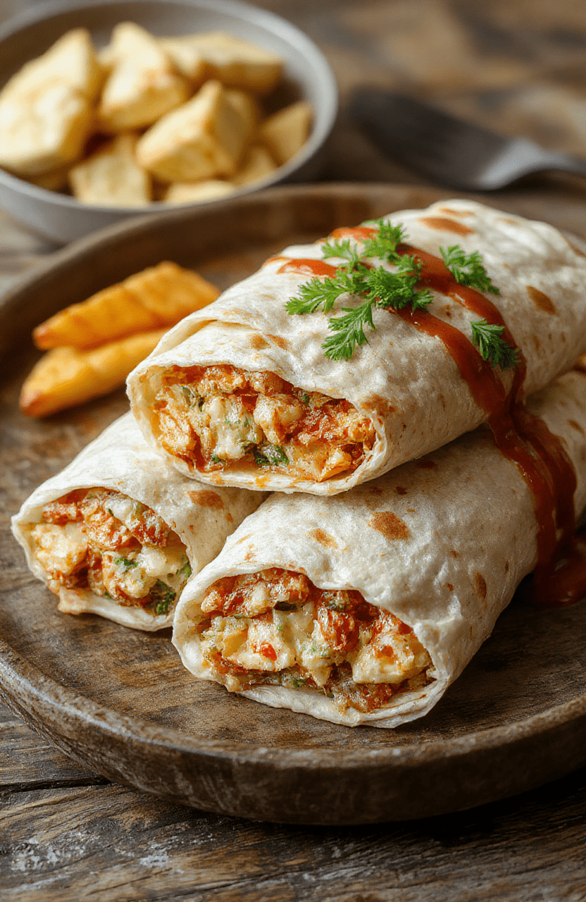 A vibrant, close-up image of a low carb crunchwrap on a rustic wooden plate. The wrap is golden-brown with crispy edges, filled with colorful ingredients like fresh lettuce, ripe tomatoes, melted cheese, and seasoned meat peeking through. The textures are crispy and creamy with a slightly glossy appearance, styled simply with a natural background and soft lighting highlighting the freshness and crunch.