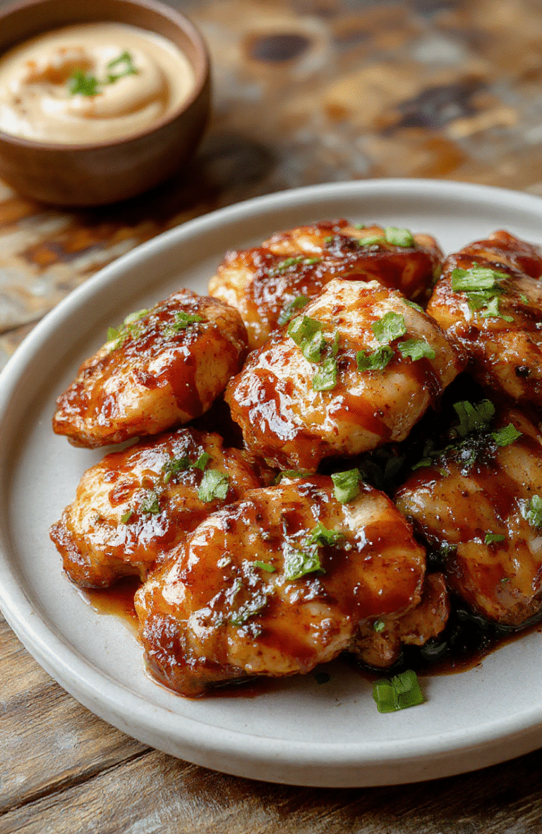 Colorful glazed gluten-free teriyaki chicken pieces arranged on a white plate, garnished with sesame seeds and chopped green onions, with a glossy sauce coating the chicken giving a shiny finish, served alongside vibrant steamed vegetables, styled on a rustic wooden table with natural light highlighting the textures and colors.