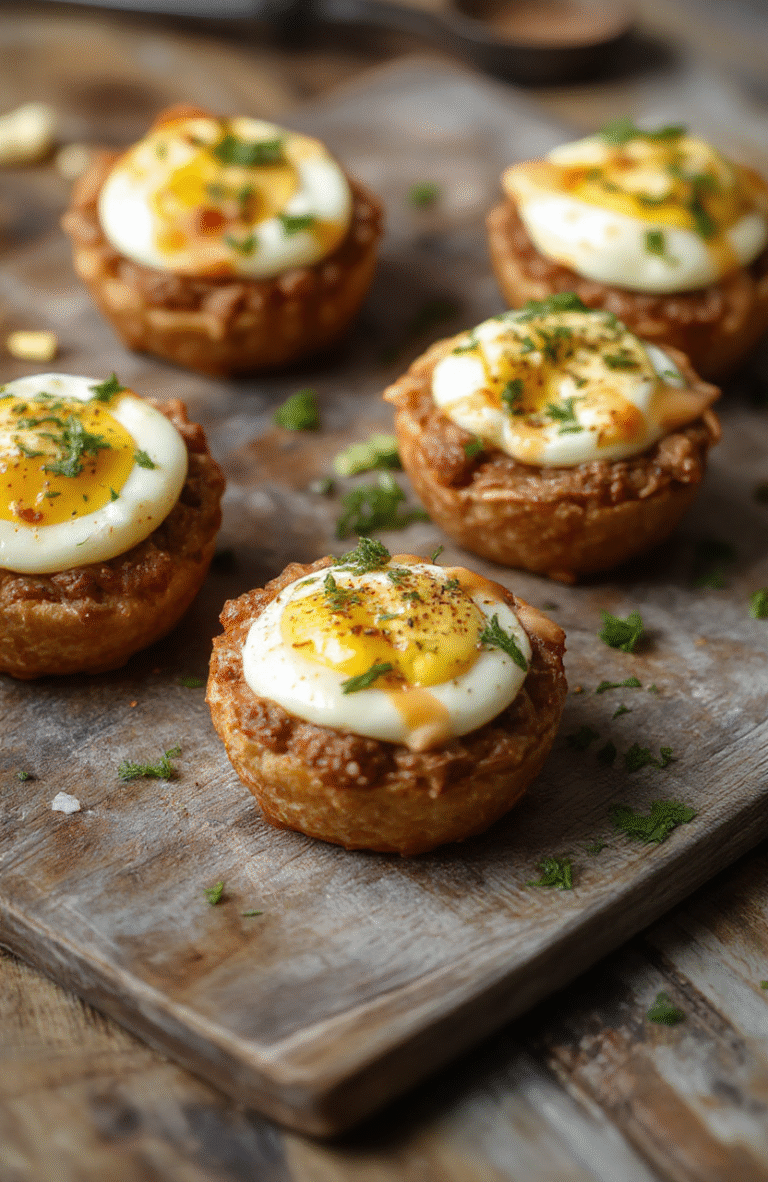 Colorful egg cups featuring melted cheese, tender beef, and fluffy eggs, arranged neatly in a silicone muffin tray on a rustic wooden surface, with vibrant ingredients and a soft natural light highlighting textures and details.