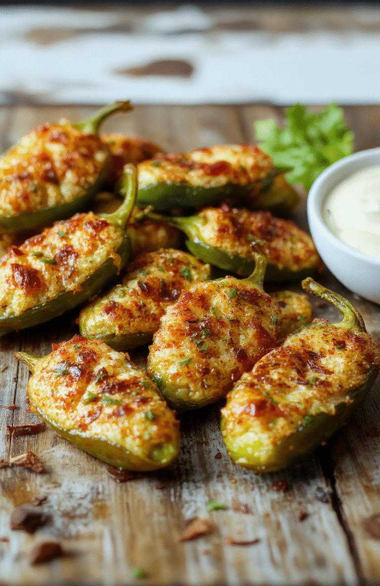 Colorful jalapeño peppers filled with creamy cheese, wrapped in crispy golden breadcrumbs, styled on a rustic wooden plate with a vibrant background, highlighting textures and spicy appeal.