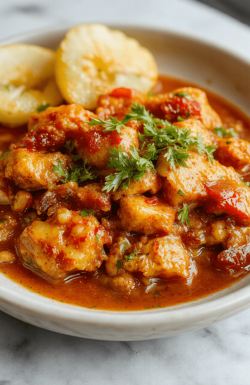 A steaming bowl of fragrant keema aloo curry — golden-brown crumbled beef and tender baby potatoes simmered in a spiced tomato-onion gravy, garnished with fresh cilantro and a drizzle of lemon juice, served with basmati rice on the side.
