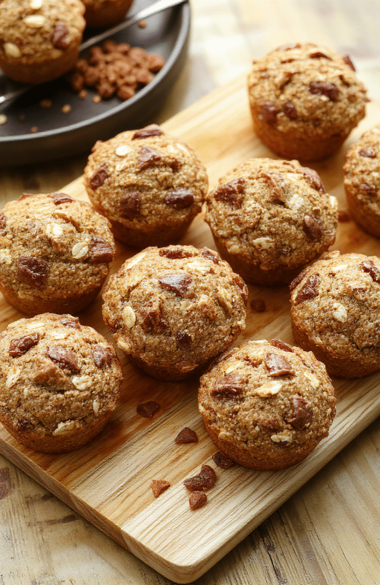 Golden-brown banana oatmeal muffins with visible oat flakes and banana chunks, placed on a rustic wooden board, dusted lightly with cinnamon, served next to a sliced fresh banana and a drizzle of almond butter, natural daylight, soft focus, warm tones