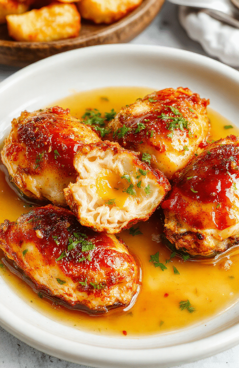 Glossy golden-brown crispy-skinned chicken thighs glazed with sticky hot honey, garnished with fresh thyme and flaky sea salt, on a rustic ceramic plate beside charred lemon wedges and minced garlic.